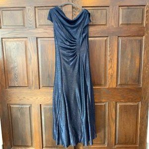 Alex Evenings Womens Long Cowl Neck A-line Dress